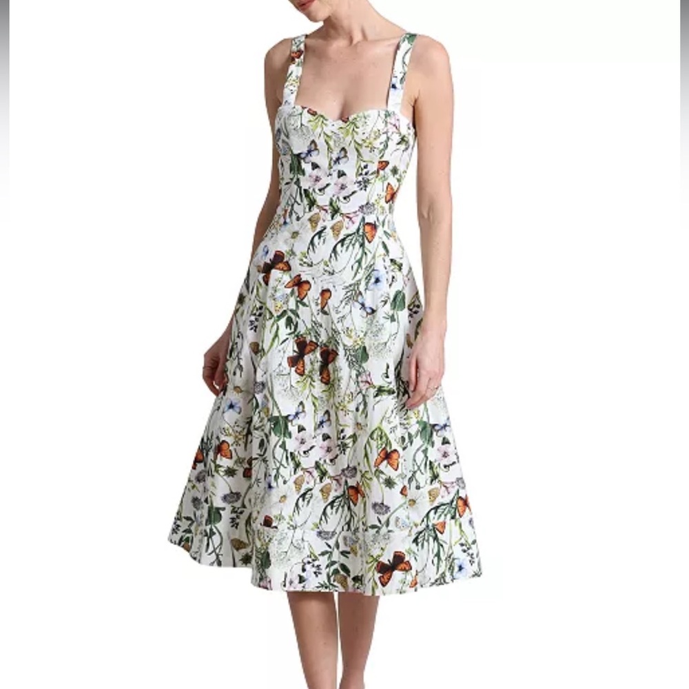 Avec Les Filles Women's Butterfly Printed A-Line Midi Dress
